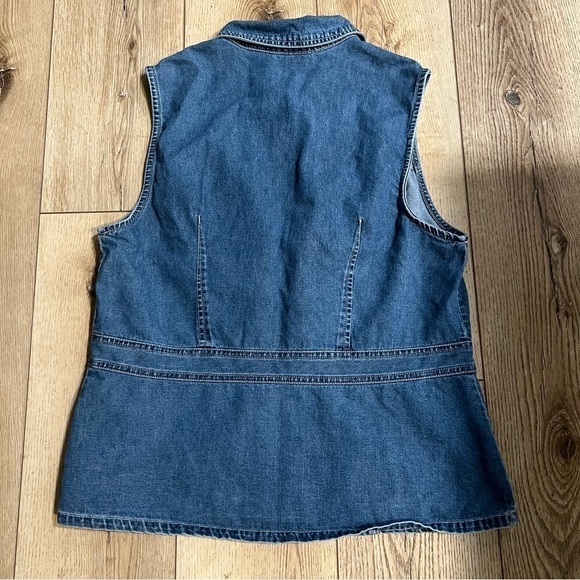 Bobbie Brooks denim jean vest shirt embroidered collar button down L. - Picture 13 of 14